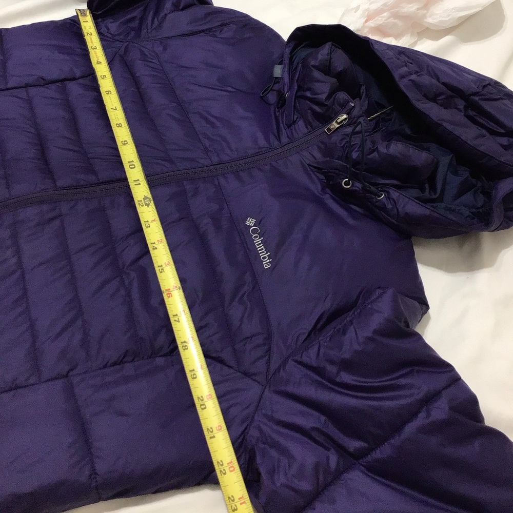 Columbia Purple Hooded Puffer Long Jacket Multi Zipper Details Size XL - Picture 11 of 16